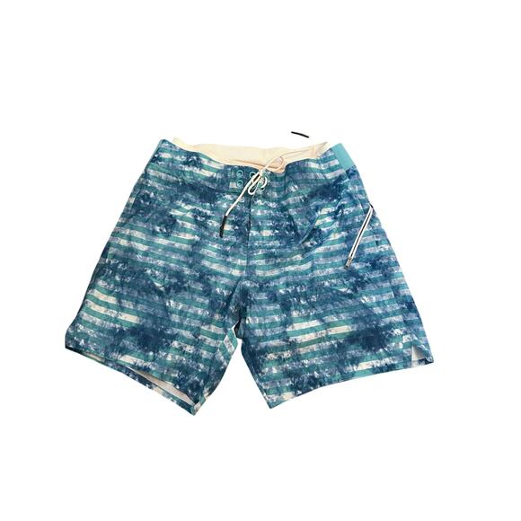 LULULEMON Men's Blue White Stretch Digital Swim Trunks Board Shorts Size 36 - Picture 2 of 5
